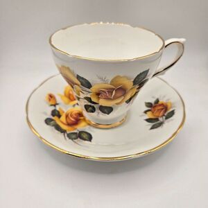 Vintage Royal Kendall Fine Bone China Yellow Rose Tea Cup Saucer England